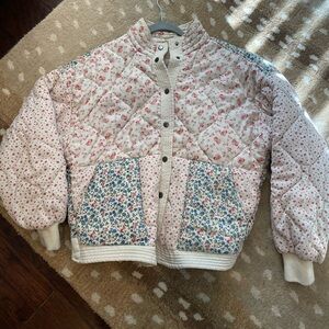 BLANK NYC Quilted Patchwork Micro Floral Print Bomber Jacket Size Small